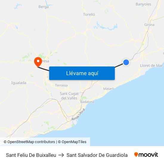 Sant Feliu De Buixalleu to Sant Salvador De Guardiola map