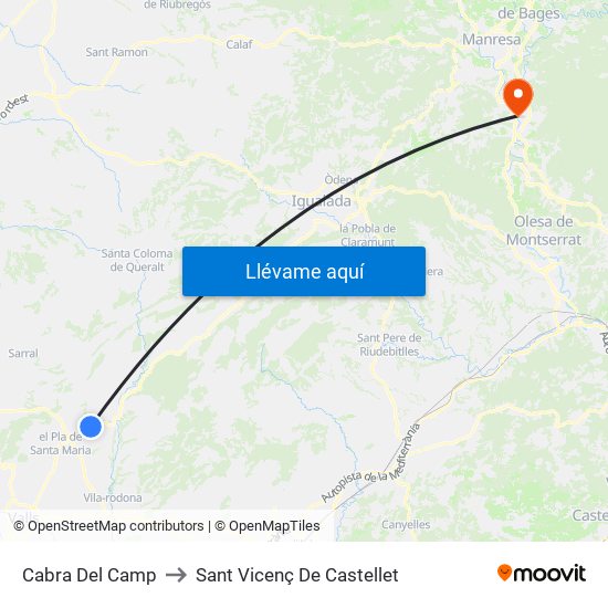 Cabra Del Camp to Sant Vicenç De Castellet map