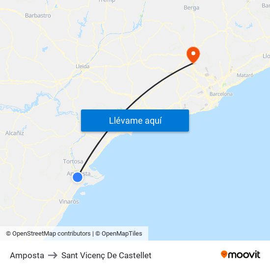 Amposta to Sant Vicenç De Castellet map