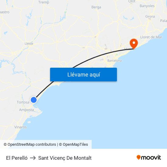 El Perelló to Sant Vicenç De Montalt map