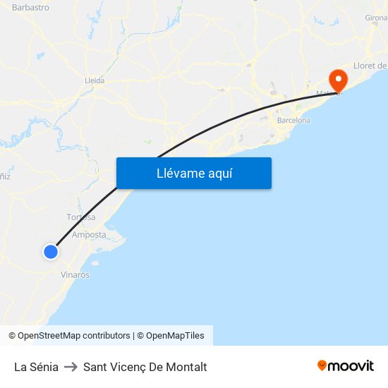 La Sénia to Sant Vicenç De Montalt map