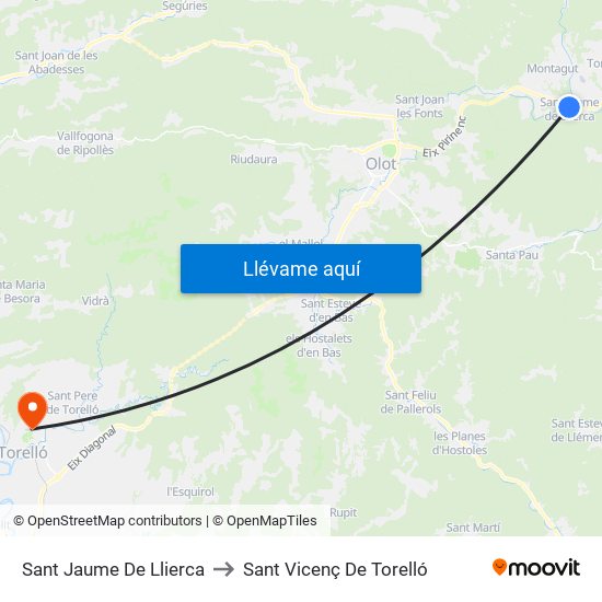 Sant Jaume De Llierca to Sant Vicenç De Torelló map