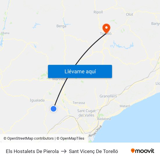 Els Hostalets De Pierola to Sant Vicenç De Torelló map