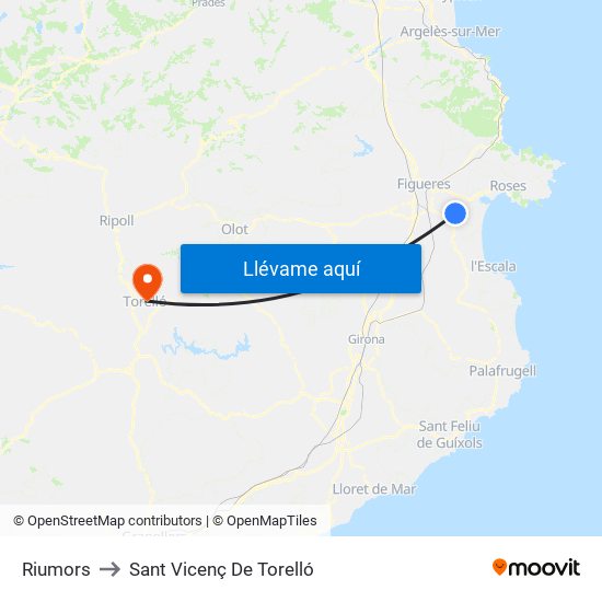 Riumors to Sant Vicenç De Torelló map