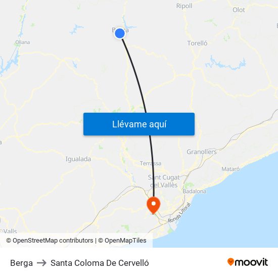 Berga to Santa Coloma De Cervelló map