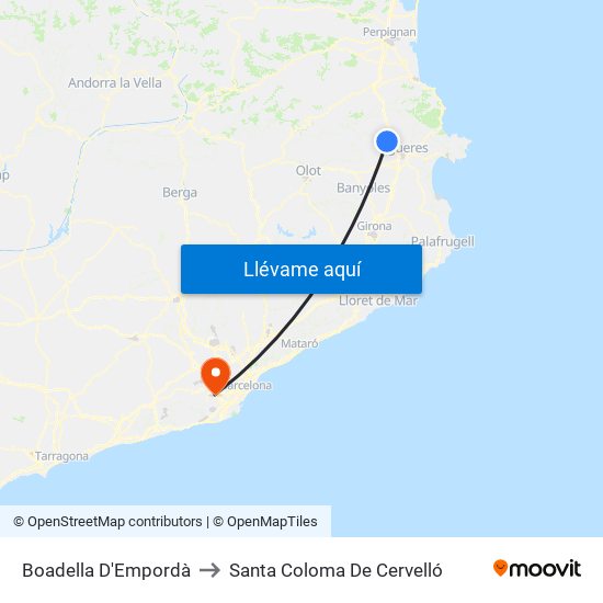 Boadella D'Empordà to Santa Coloma De Cervelló map