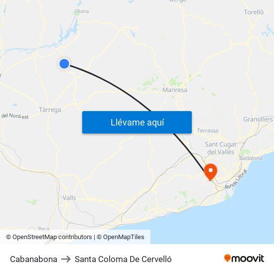 Cabanabona to Santa Coloma De Cervelló map