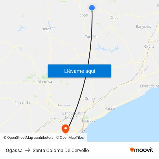 Ogassa to Santa Coloma De Cervelló map