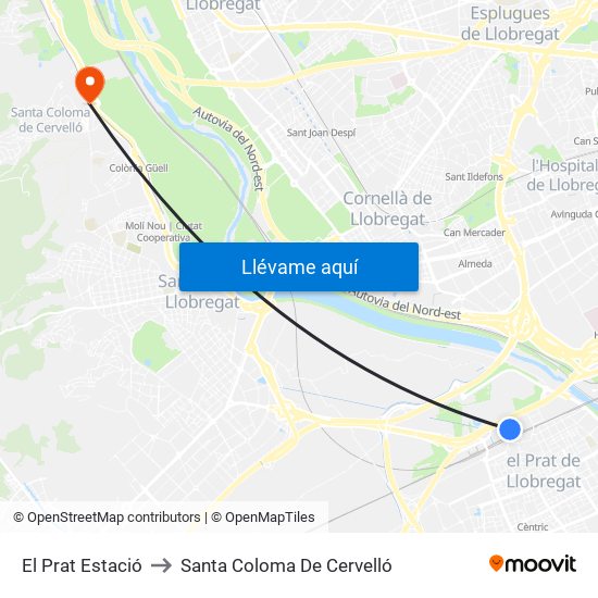 El Prat Estació to Santa Coloma De Cervelló map
