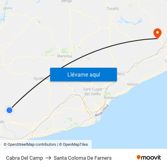 Cabra Del Camp to Santa Coloma De Farners map