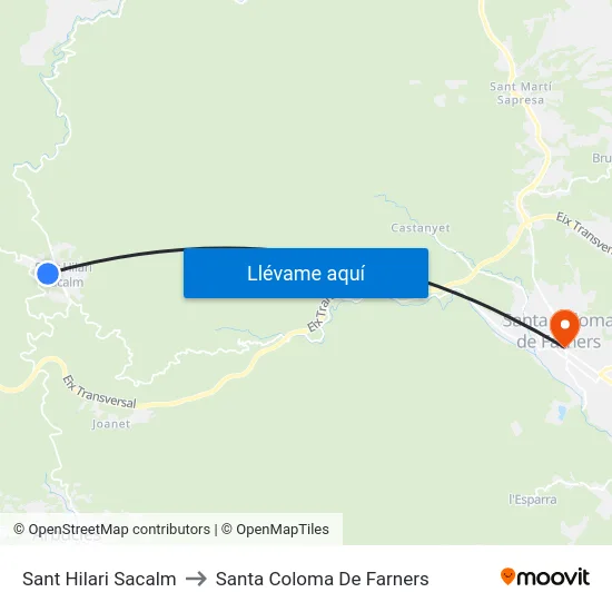 Sant Hilari Sacalm to Santa Coloma De Farners map