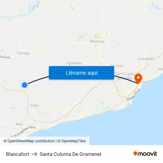 Blancafort to Santa Coloma De Gramenet map
