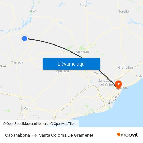 Cabanabona to Santa Coloma De Gramenet map