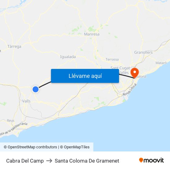 Cabra Del Camp to Santa Coloma De Gramenet map