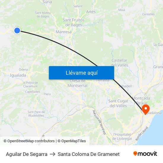 Aguilar De Segarra to Santa Coloma De Gramenet map