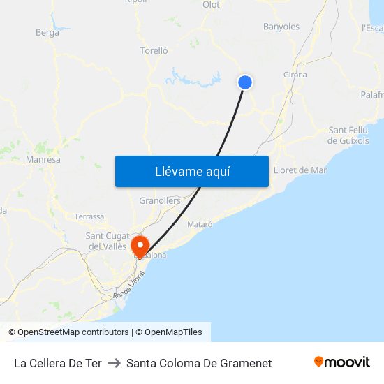 La Cellera De Ter to Santa Coloma De Gramenet map