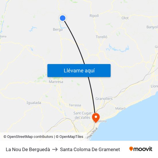 La Nou De Berguedà to Santa Coloma De Gramenet map