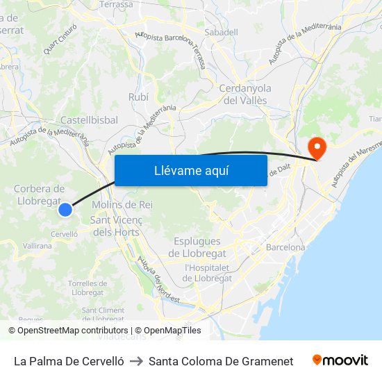 La Palma De Cervelló to Santa Coloma De Gramenet map