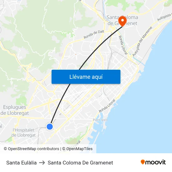 Santa Eulàlia to Santa Coloma De Gramenet map