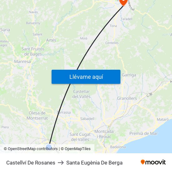 Castellví De Rosanes to Santa Eugènia De Berga map