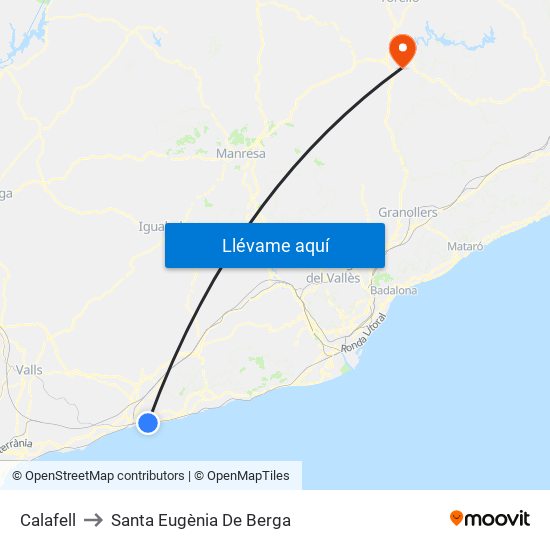 Calafell to Santa Eugènia De Berga map
