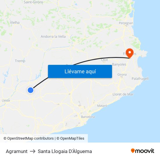 Agramunt to Santa Llogaia D'Àlguema map