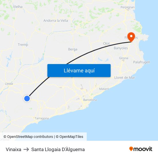 Vinaixa to Santa Llogaia D'Àlguema map