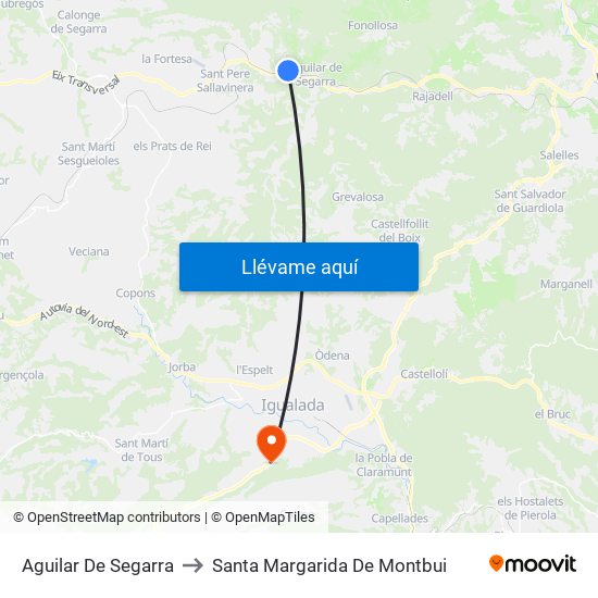 Aguilar De Segarra to Santa Margarida De Montbui map