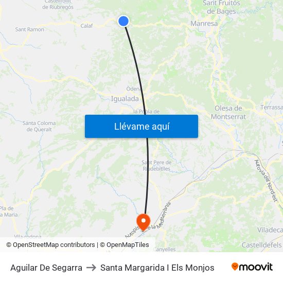 Aguilar De Segarra to Santa Margarida I Els Monjos map