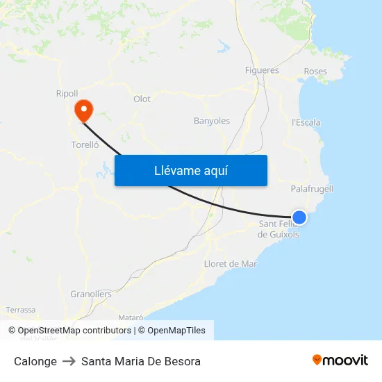 Calonge to Santa Maria De Besora map