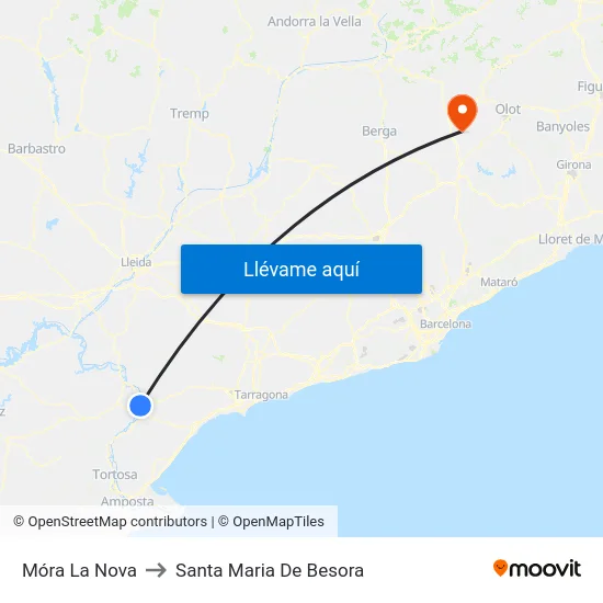 Móra La Nova to Santa Maria De Besora map
