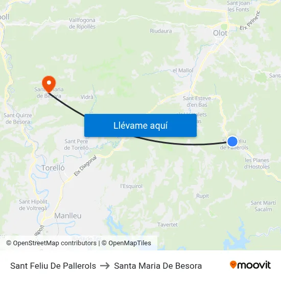 Sant Feliu De Pallerols to Santa Maria De Besora map