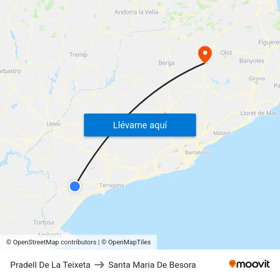 Pradell De La Teixeta to Santa Maria De Besora map