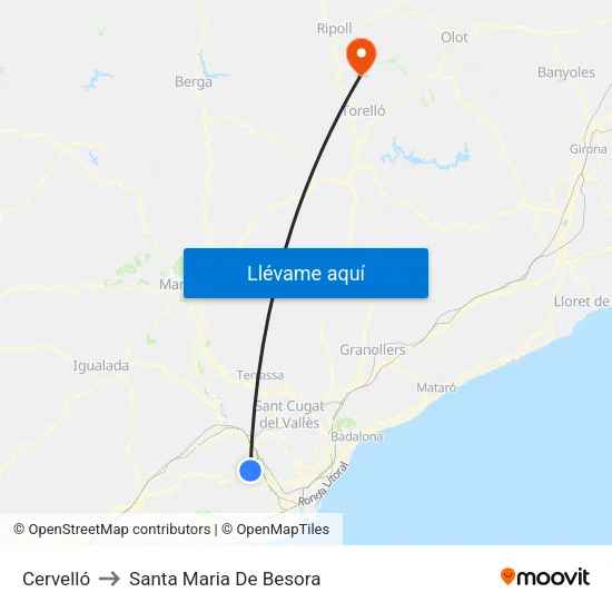 Cervelló to Santa Maria De Besora map