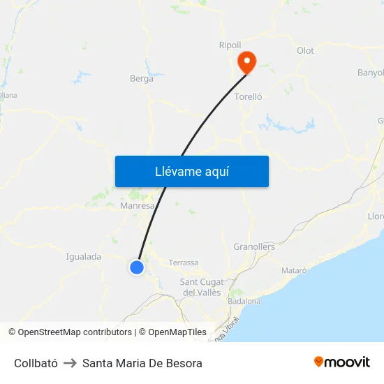 Collbató to Santa Maria De Besora map