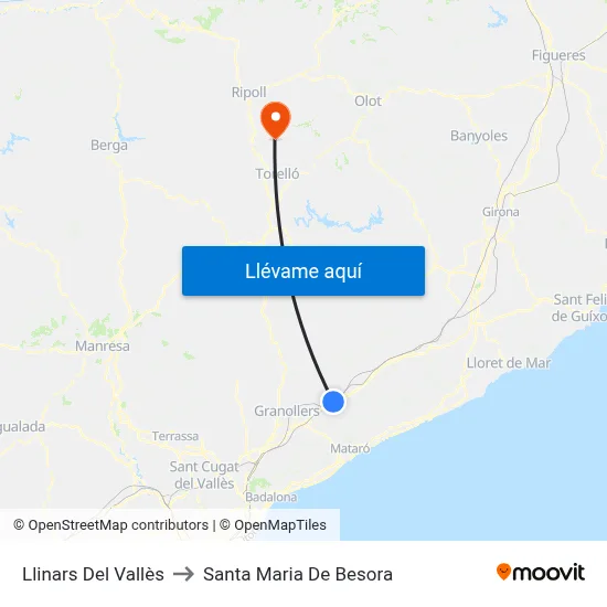 Llinars Del Vallès to Santa Maria De Besora map