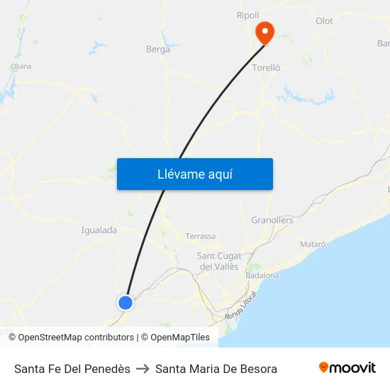 Santa Fe Del Penedès to Santa Maria De Besora map