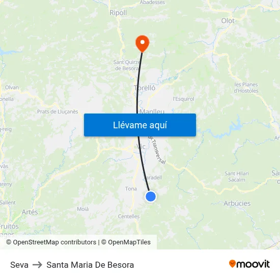 Seva to Santa Maria De Besora map
