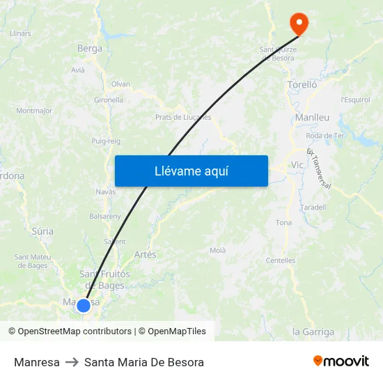 Manresa to Santa Maria De Besora map