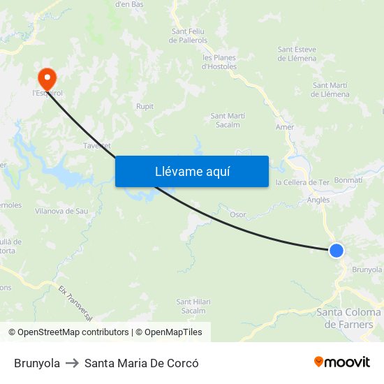 Brunyola to Santa Maria De Corcó map