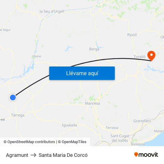 Agramunt to Santa Maria De Corcó map