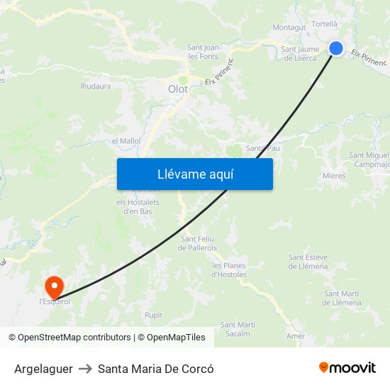 Argelaguer to Santa Maria De Corcó map