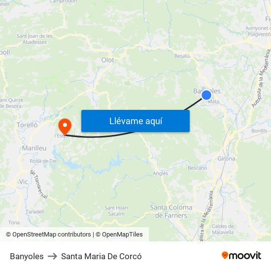 Banyoles to Santa Maria De Corcó map