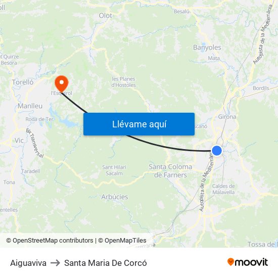 Aiguaviva to Santa Maria De Corcó map