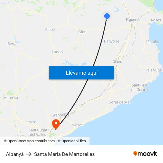 Albanyà to Santa Maria De Martorelles map