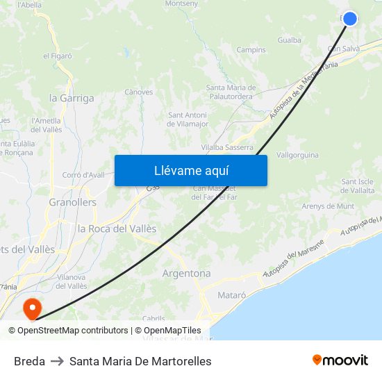 Breda to Santa Maria De Martorelles map