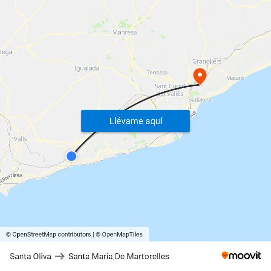 Santa Oliva to Santa Maria De Martorelles map