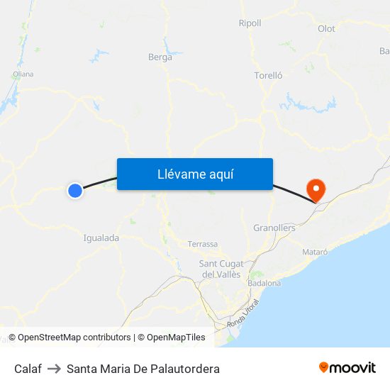 Calaf to Santa Maria De Palautordera map