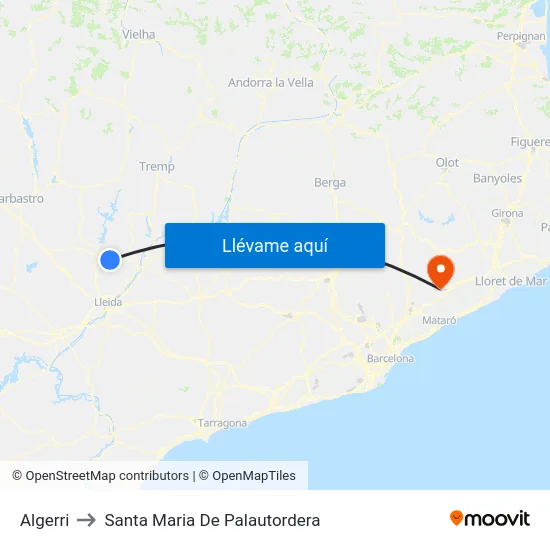 Algerri to Santa Maria De Palautordera map