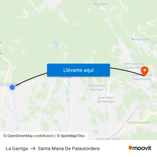La Garriga to Santa Maria De Palautordera map